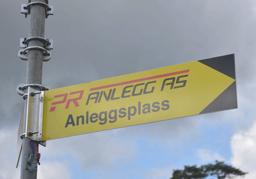 Veiviserskilt for anleggsområde