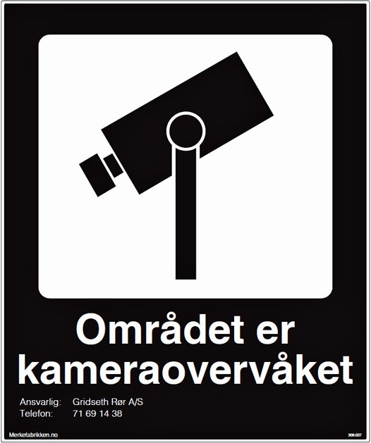 kameraovervåket område skilt