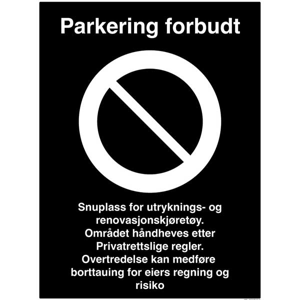 Privat område parkering forbudt skilt