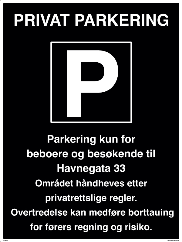 Privat Parkering skilt for borettslag